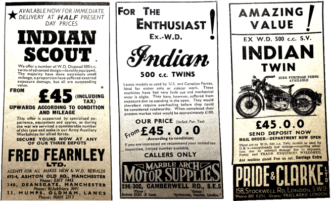1947 INDIAN SURPLUS ADS
