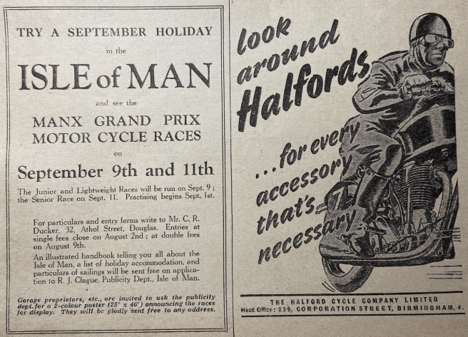 1947 IOM HALFORDS ADS