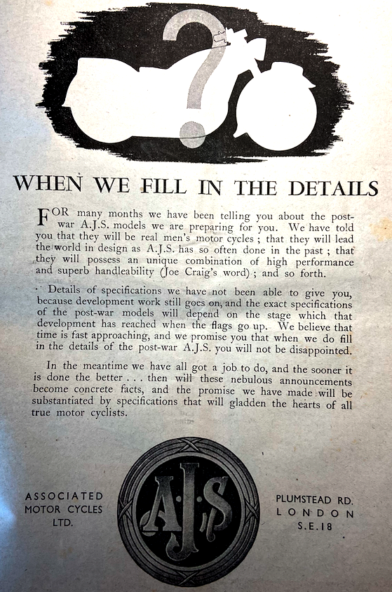 1945 AJS PAGE AD