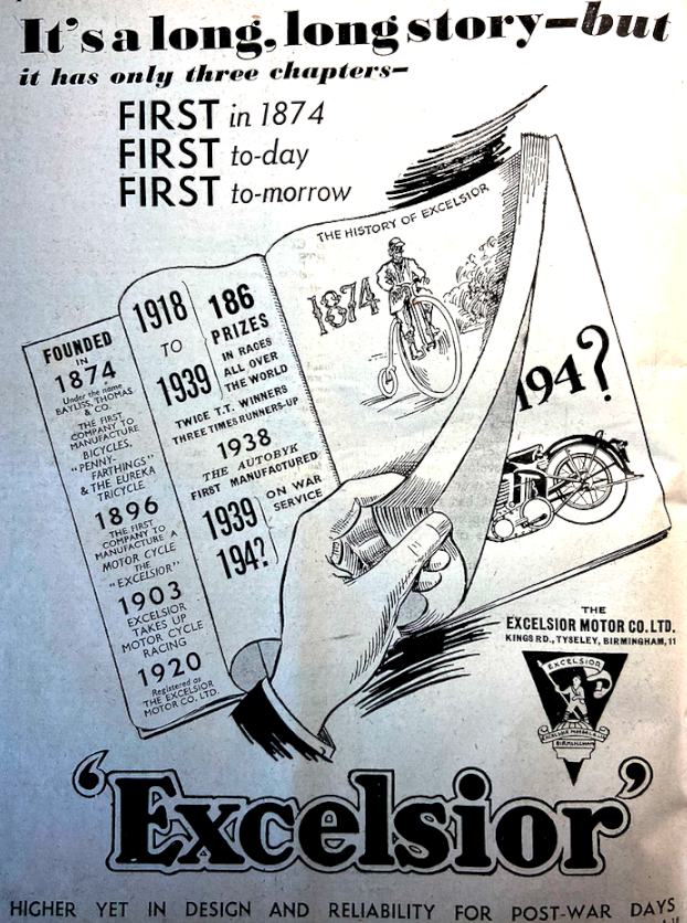 1945 EXCELSIOR PAGE AD