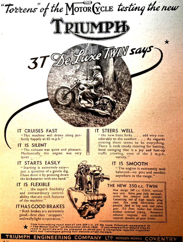 1946 TRIUMPH 3T AD
